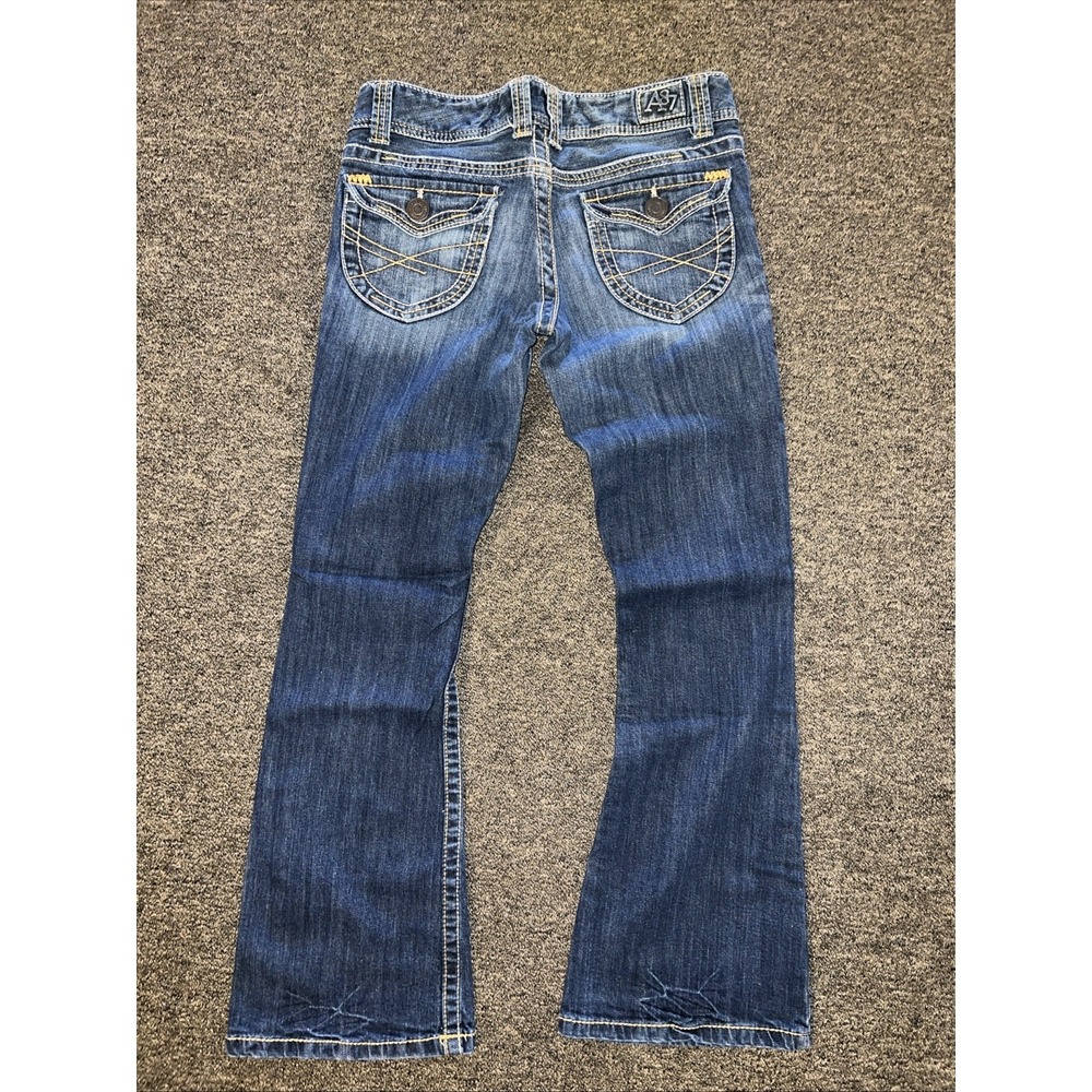 Aeropostale Hailey Skinny Flare Jeans 9/10R Blue Distressed Low Rise Y2K